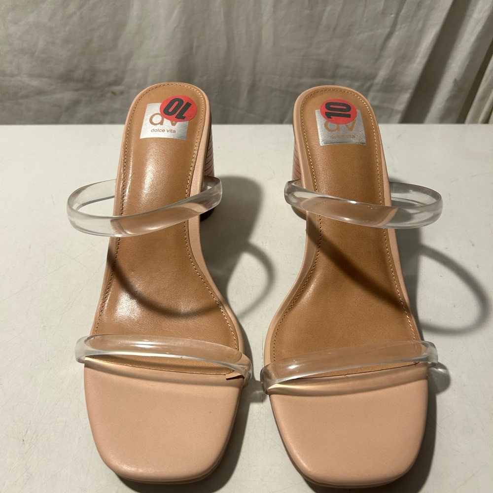 Dolce Vita clear strap slides 2” block heels size 10 NWT